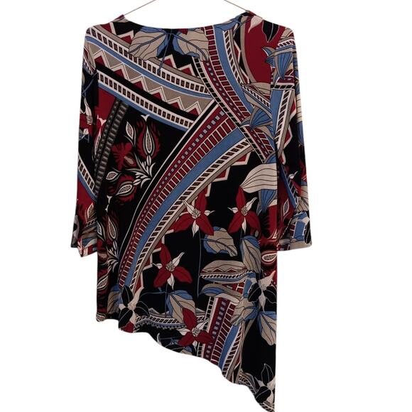 CHICO'S TRAVELERS 1 Slinky Long Tunic Top Asymmetric M/8‎ Colorful Vacation Work - Picture 8 of 8